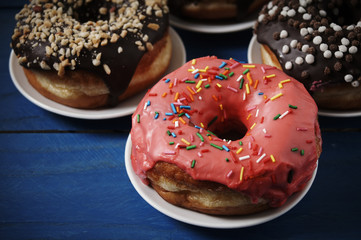 donuts on a wooden table