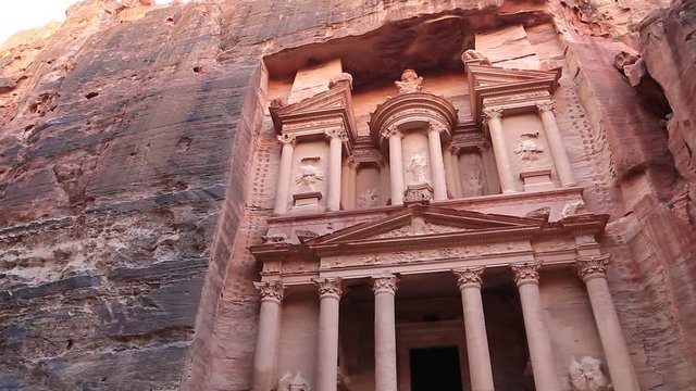 Al Khazneh or Treasury - Nabatean rock-cut temple of Hellenistic period of ancient Petra, historical and archaeological city in Hashemite Kingdom of Jordan