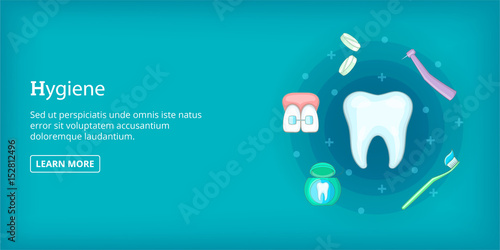 Dental Hygiene Banner Horizontal Cartoon Style Stock Image And
