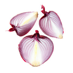 Arrangement of whole and chopped red onions