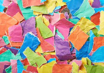 Surface covered with pieces of paper