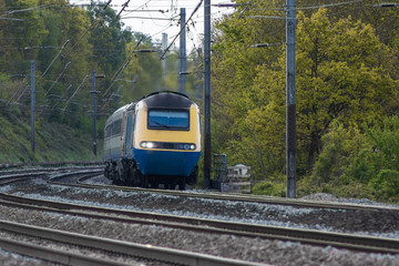 Fast passenger train in motion