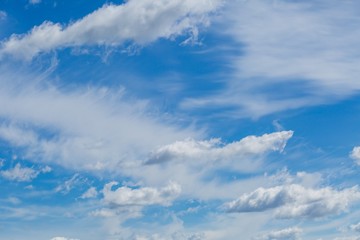 Beautiful blue sky with white clouds background