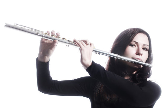 Flute player Flutist playing flute instrument