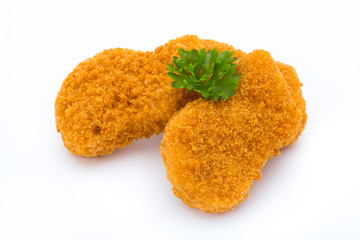 Nugget chiken on the white background.