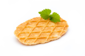 Sweet waffle on the white background.