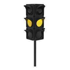 3D illustration yellow traffic light