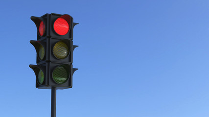 3D illustration red traffic light