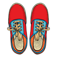 red and blue sports sneakers