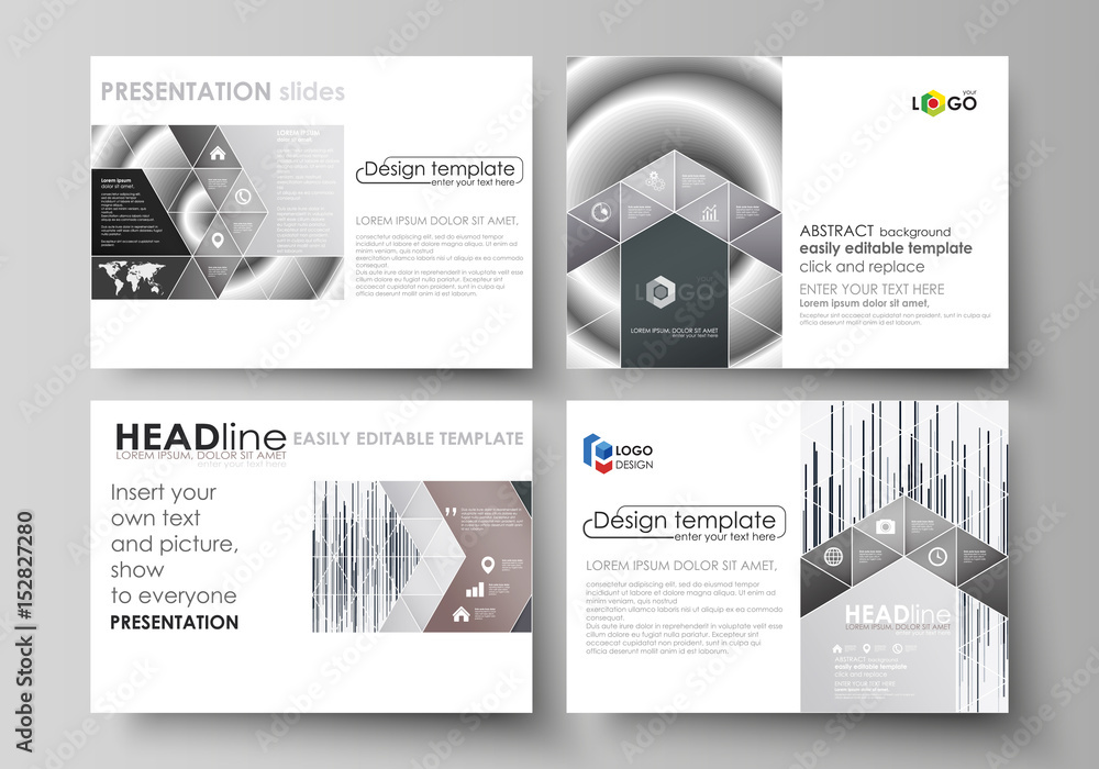 Poster set of business templates for presentation slides. easy editable abstract vector layouts in flat des