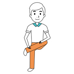 young man avatar sitting character vector illustration design