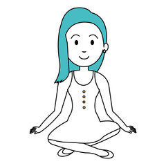 beautiful and young woman sitting character vector illustration design
