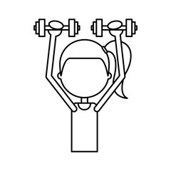 cartoon girl doing exercise with dumbells vector illustration 