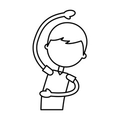cartoon boy stretching up vector illustration graphic design