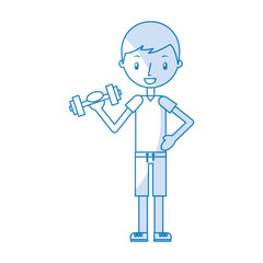 boy exercising with dumbells vector illustration graphic design