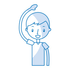 Half body boy exercising vector illustration graphic design