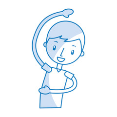 cartoon boy stretching up vector illustration graphic design