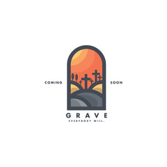 Scary Grave Logo template, horror