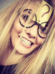 Tired crazy woman after intensive thinking