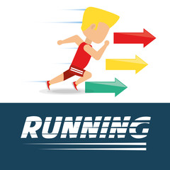 athlete man running in competition championship, vector illustration