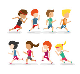 athletes running in competition championship, vector illustration