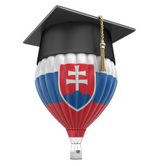 Hot Air Balloon with Slovak flag and Graduation cap. Image with clipping path