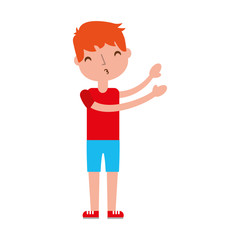 young boy sent air kiss vector illustration graphic design