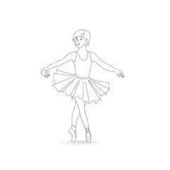 Girl dancing in ballet shoes and ballet tutu. Little ballerina icon