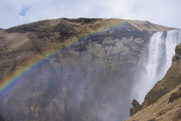 Rainbow and waterfall in Iceland