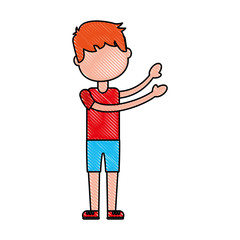 young boy sent air kiss vector illustration graphic design