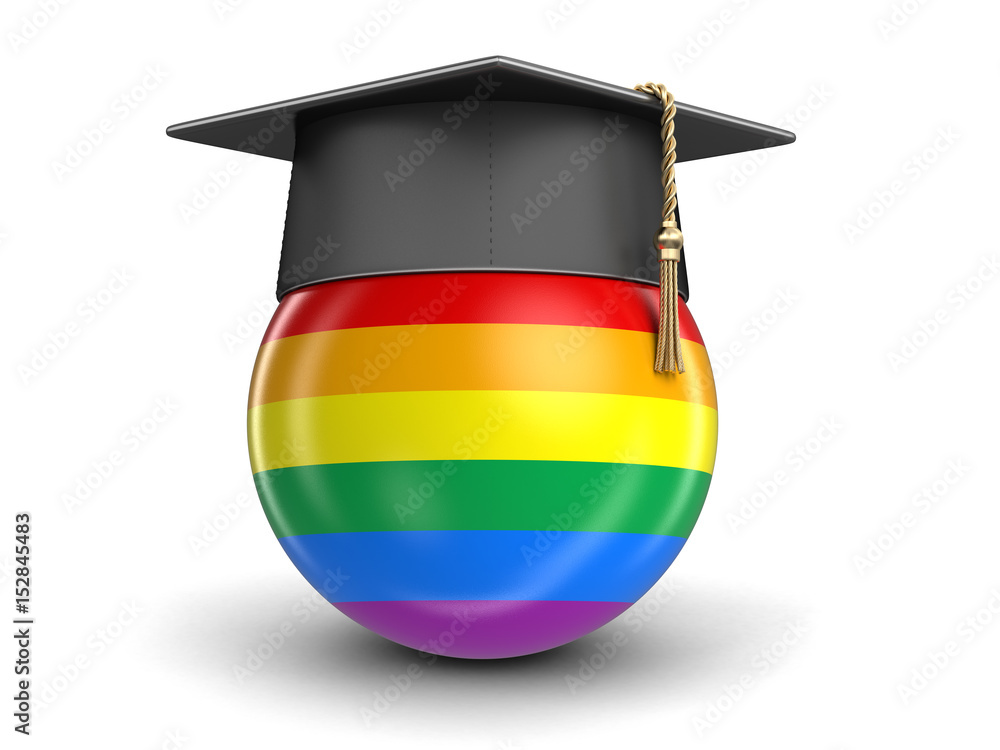 Poster graduation cap and lgbt flag. image with clipping path