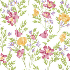 Floral ornamental seamless pattern. Abstract flower bouquet background