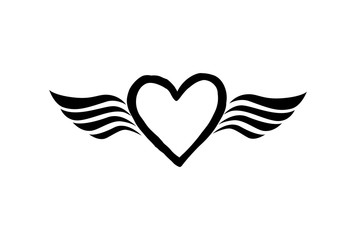  Love heart with wings. Valentine day icon. Lost love sign.