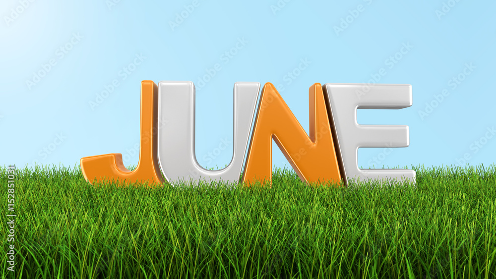 Poster june on grass. image with clipping path