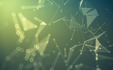 Abstract polygonal space low poly dark background, 3d rendering