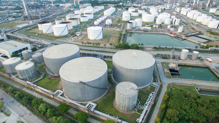 Naklejka premium aerial view of petrol industrial zone