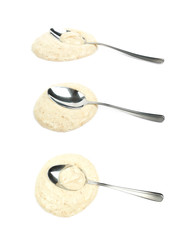 Puddle of mashed banana puree