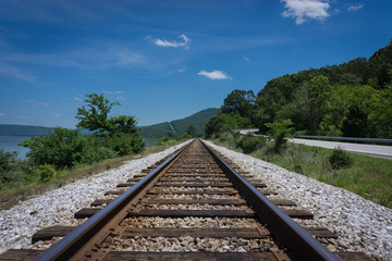 Railroad Tracks leading to the Mountains