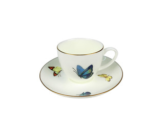 Chinese set of tea cups on white background