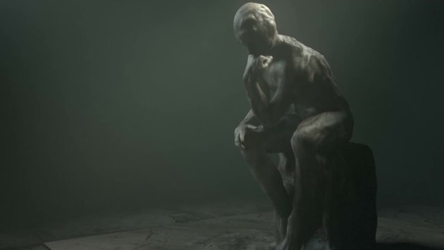 Thinker statue. Clip 2. Zoom in.
