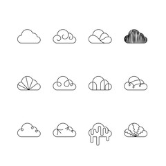 Cloud icons outline stroke set design illustration black and white color isolated on white background, vector eps10