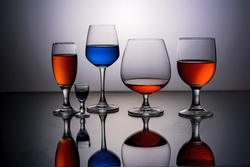 Red and Blue Wine Glasses