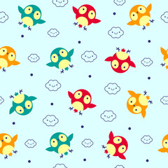 Fototapeta na wymiar Vector illustration seamless pattern with Cute bird