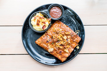 Grilled rib pork with barbecue sauce