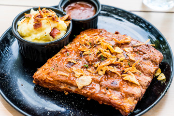 Grilled rib pork with barbecue sauce