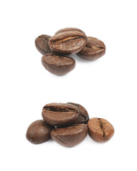 Pile of roasted coffee beans isolated