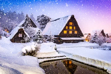 Papier Peint photo Hiver Shirakawago Village in Winter