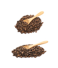 Pile of roasted coffee beans isolated