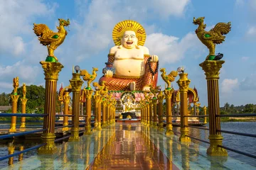 Papier Peint photo Lavable Bouddha Koh Samui, Thaïlande - 1er janvier 2015 : Grande statue de Bouddha du temple Wat Plai Laem sur l& 39 île de Samui