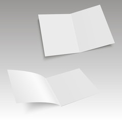 Set of realistic blank opened magazine mockup template. Vector
